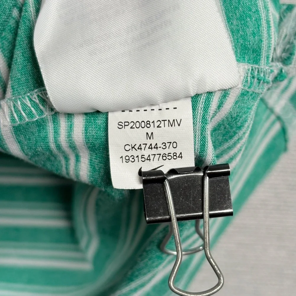 Nike Dri Fit Vapor Standard Fit Polo Shirt Mens Size M Green White Striped